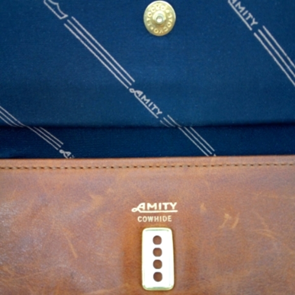 Vintage Amity Cowhide Leather Men's Trifold Wallet Billfold Brown 4 Snaps - Picture 7 of 16